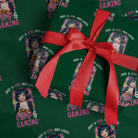 Just A Girl Who Loves Cats And Gaming Wrapping Paper Roll Cute Gamer Gift - Wonder Print Shop