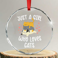 Just A Girl Who Loves Cats Crystal Glass Ornament Cute Kittens Pet Lover - Wonder Print Shop