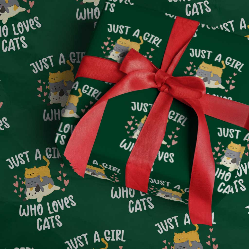 Just A Girl Who Loves Cats Wrapping Paper Roll Cute Kittens Pet Lover - Wonder Print Shop