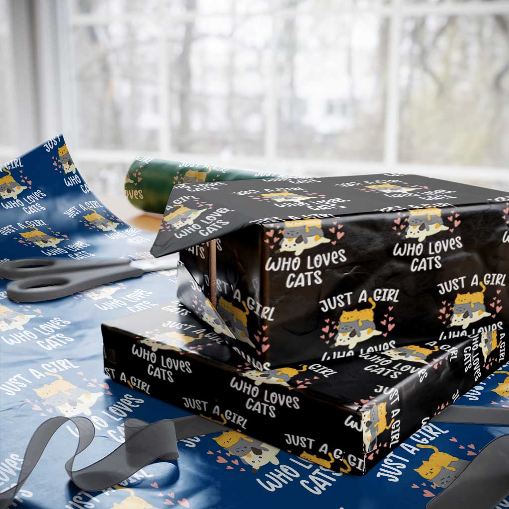 Just A Girl Who Loves Cats Wrapping Paper Roll Cute Kittens Pet Lover - Wonder Print Shop