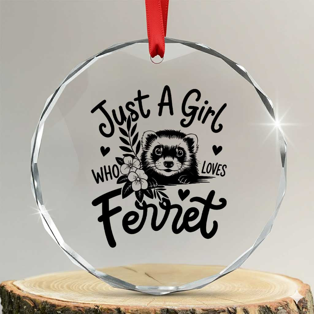 Just a Girl Who Loves Ferrets Crystal Glass Ornament Exotic Pet Owner Gift