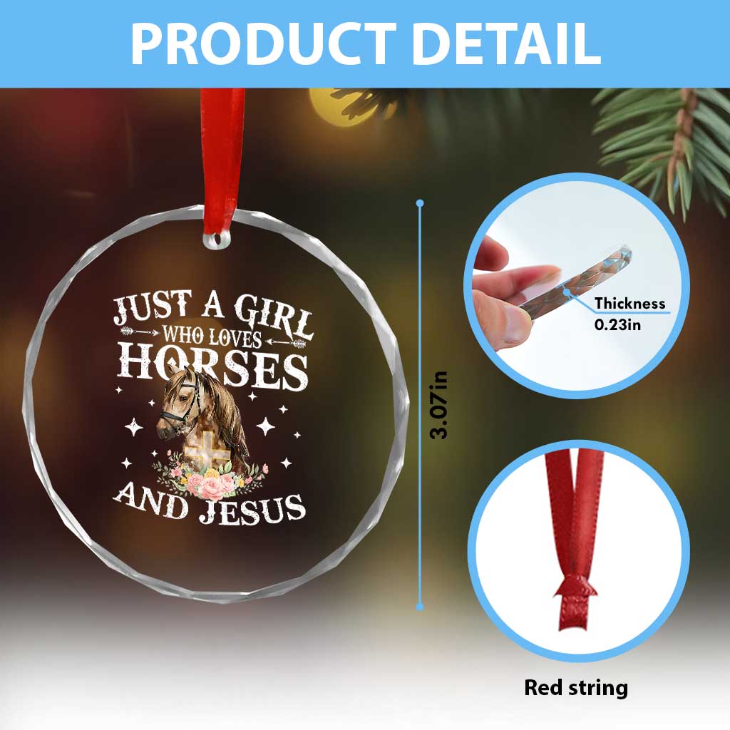Just A Girl Who Loves Horses And Jesus Crystal Glass Ornament Christian Girls Horse - Wonder Print Shop