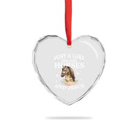 Just A Girl Who Loves Horses And Jesus Heart Crystal Glass Ornament Christian Girls Horse - Wonder Print Shop