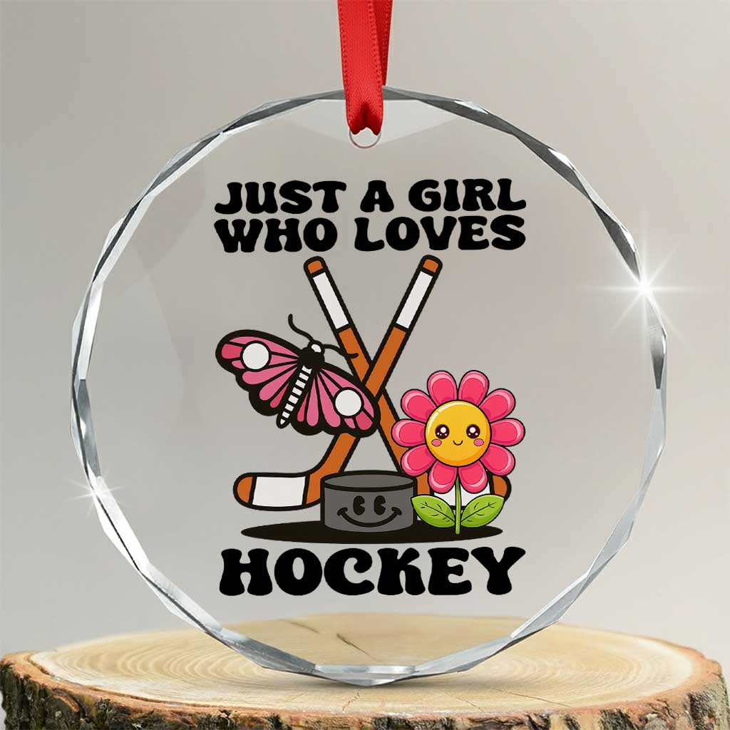 Just A Girl Who Loves Ice Hockey Crystal Glass Ornament Sports Lover Gift - Wonder Print Shop
