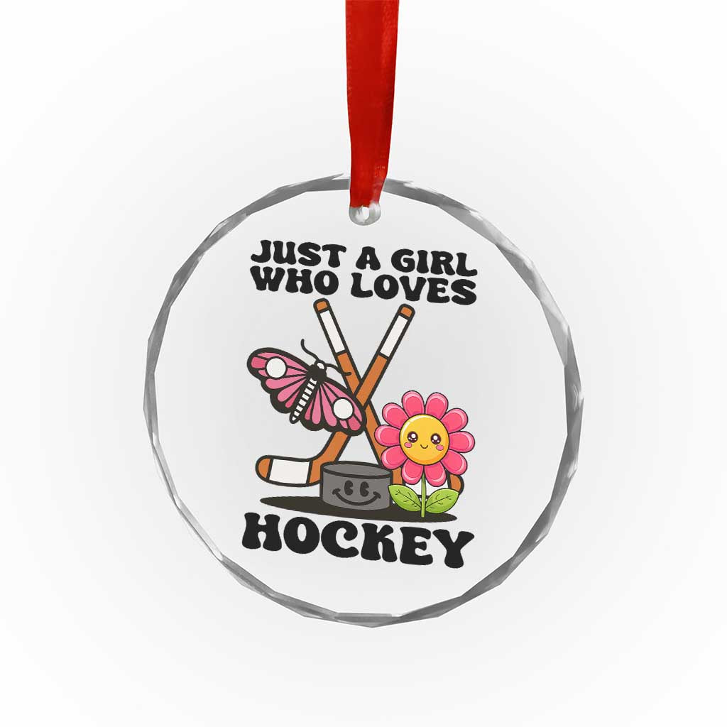 Just A Girl Who Loves Ice Hockey Crystal Glass Ornament Sports Lover Gift - Wonder Print Shop