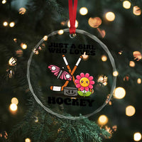 Just A Girl Who Loves Ice Hockey Crystal Glass Ornament Sports Lover Gift - Wonder Print Shop