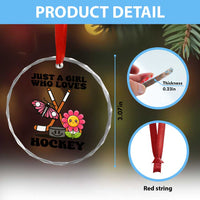 Just A Girl Who Loves Ice Hockey Crystal Glass Ornament Sports Lover Gift - Wonder Print Shop