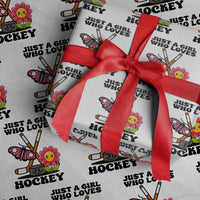 Just A Girl Who Loves Ice Hockey Wrapping Paper Roll Sports Lover Gift - Wonder Print Shop