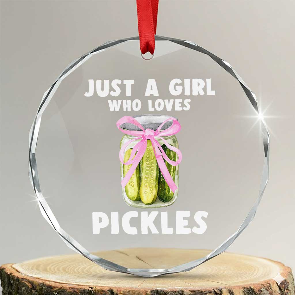 Just a Girl Who Loves Pickles Crystal Glass Ornament Pickle Jars with Coquette Bow - Wonder Print Shop