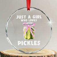 Just a Girl Who Loves Pickles Crystal Glass Ornament Pickle Jars with Coquette Bow - Wonder Print Shop