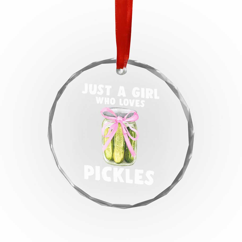 Just a Girl Who Loves Pickles Crystal Glass Ornament Pickle Jars with Coquette Bow - Wonder Print Shop