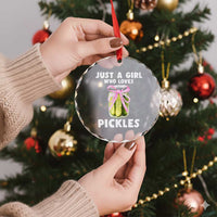 Just a Girl Who Loves Pickles Crystal Glass Ornament Pickle Jars with Coquette Bow - Wonder Print Shop