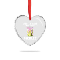 Just a Girl Who Loves Pickles Heart Crystal Glass Ornament Pickle Jars with Coquette Bow - Wonder Print Shop