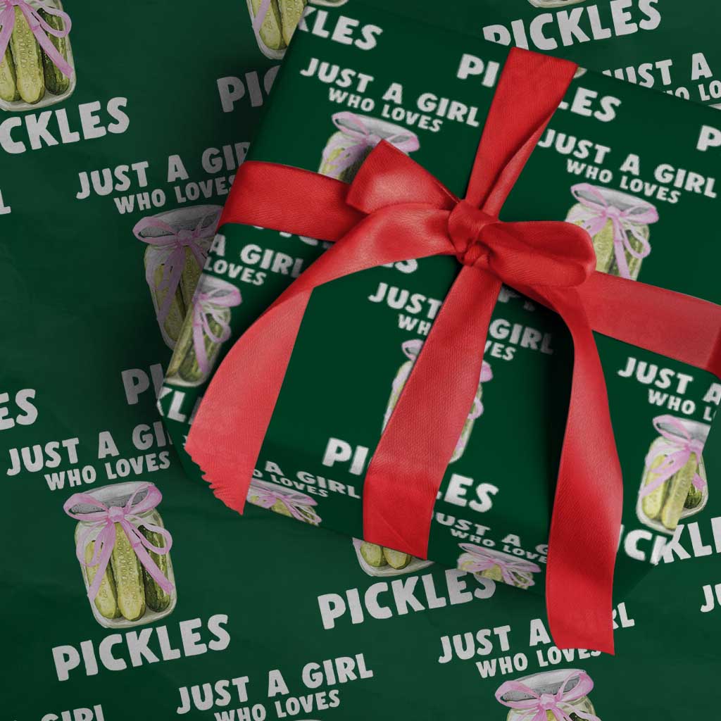 Just a Girl Who Loves Pickles Wrapping Paper Roll Pickle Jars with Coquette Bow - Wonder Print Shop