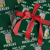 Just a Girl Who Loves Pickles Wrapping Paper Roll Pickle Jars with Coquette Bow - Wonder Print Shop