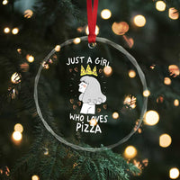Just A Girl Who Loves Pizza Crystal Glass Ornament Cute Queen Pizza Crown - Wonder Print Shop