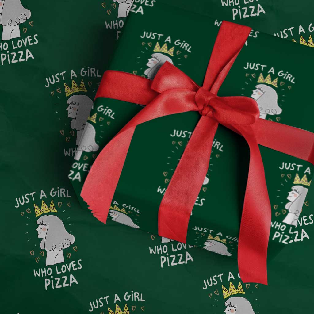 Just A Girl Who Loves Pizza Wrapping Paper Roll Cute Queen Pizza Crown - Wonder Print Shop