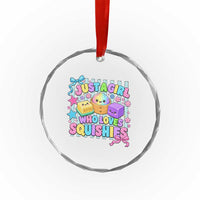 Just A Girl Who Loves Squishies Crystal Glass Ornament Cute Butter Dumpling Graphic Coquette Bow Girls