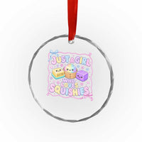 Just A Girl Who Loves Squishies Crystal Glass Ornament Squishy Lovers Kawaii Dumpling Graphic Coquette Bow Girls