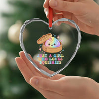 Just A Girl Who Loves Squishies Heart Crystal Glass Ornament Cute Rainbow Dumpling Squishy Graphic