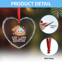 Just A Girl Who Loves Squishies Heart Crystal Glass Ornament Cute Rainbow Dumpling Squishy Graphic