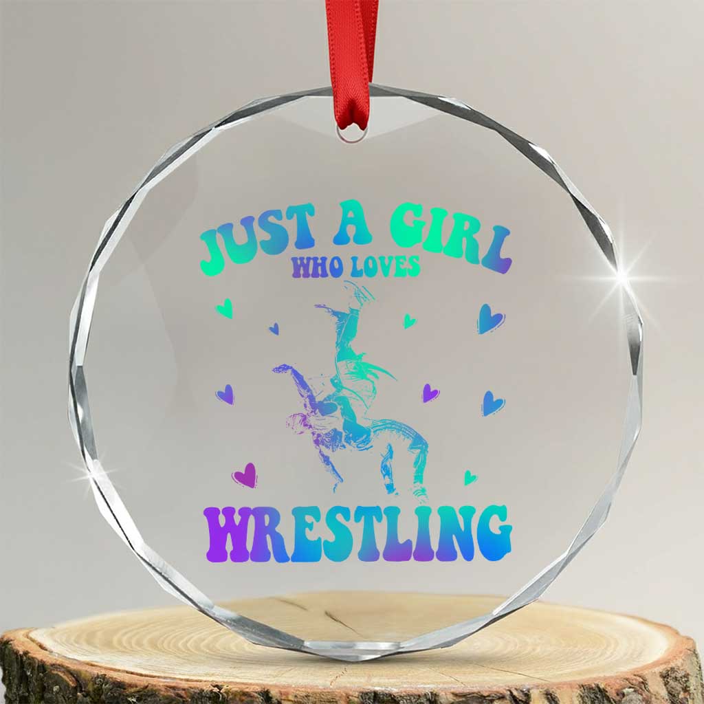 Just A Girl Who Loves Wrestling Crystal Glass Ornament Funny Wrestle Lover Wrestler - Wonder Print Shop