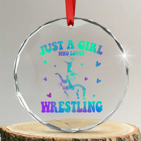 Just A Girl Who Loves Wrestling Crystal Glass Ornament Funny Wrestle Lover Wrestler - Wonder Print Shop