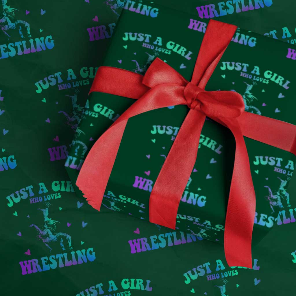 Just A Girl Who Loves Wrestling Wrapping Paper Roll Funny Wrestle Lover Wrestler - Wonder Print Shop
