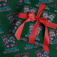 Just A Girl Who Loves Wrestling Wrapping Paper Roll Funny Wrestle Lover Wrestler Messy Bun - Wonder Print Shop