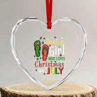 Just A Girl Who Loves Xmas In July Heart Crystal Glass Ornament - Wonder Print Shop
