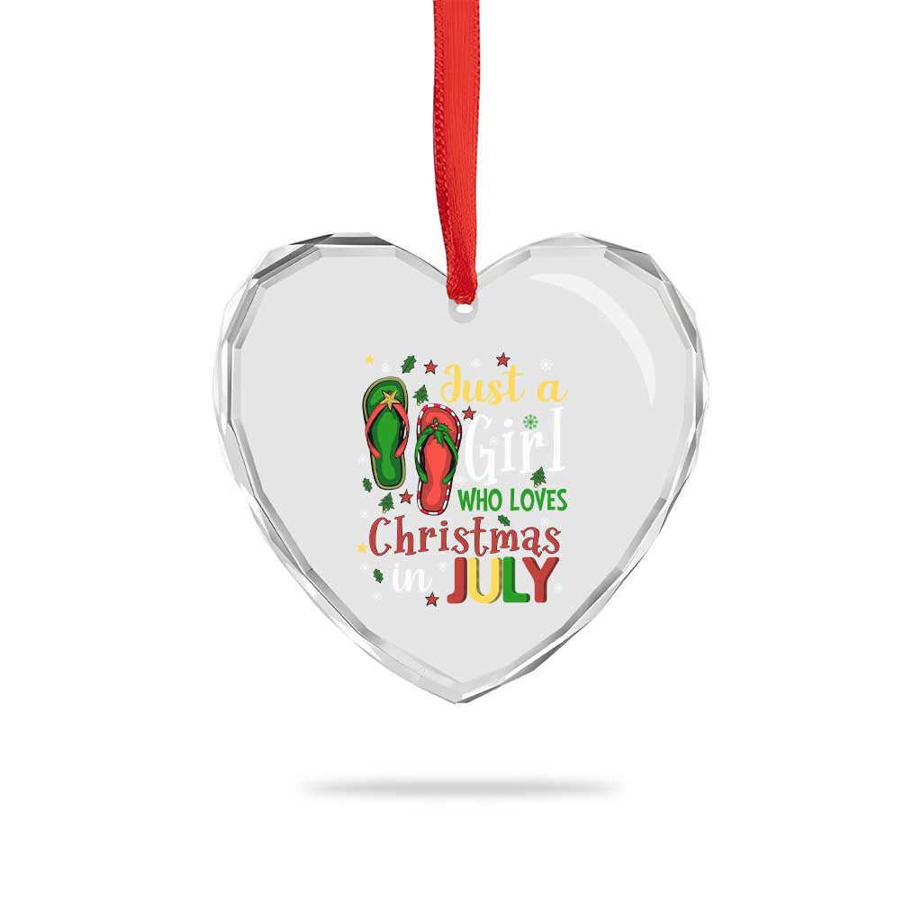 Just A Girl Who Loves Xmas In July Heart Crystal Glass Ornament - Wonder Print Shop