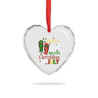 Just A Girl Who Loves Xmas In July Heart Crystal Glass Ornament - Wonder Print Shop