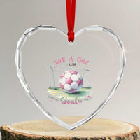 Just A Girl With Goals Heart Crystal Glass Ornament Soccer Gift For Her