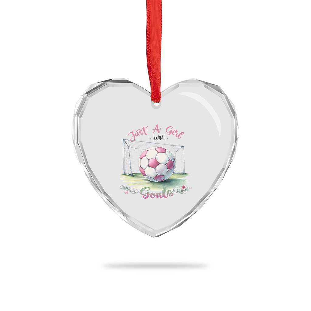 Just A Girl With Goals Heart Crystal Glass Ornament Soccer Gift For Her