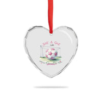 Just A Girl With Goals Heart Crystal Glass Ornament Soccer Gift For Her
