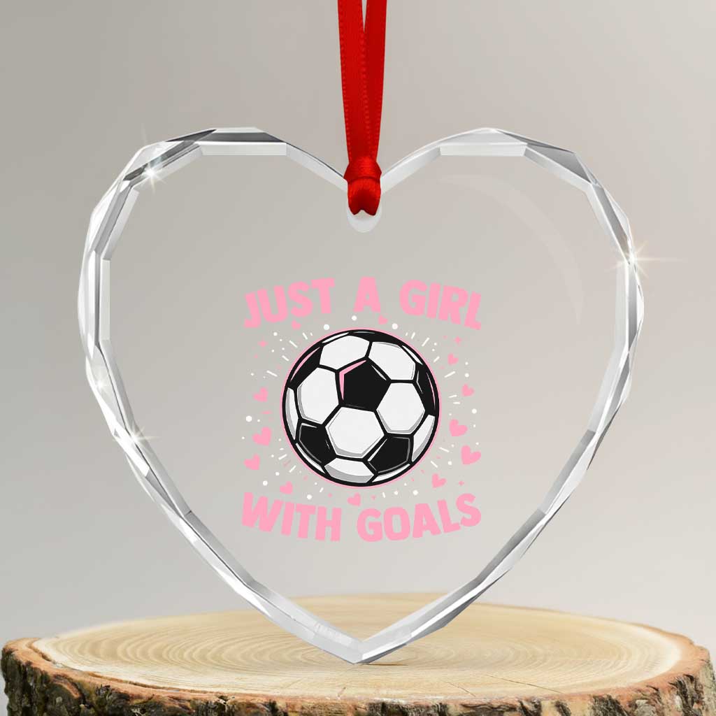 Just A Girl With Goals Heart Crystal Glass Ornament Soccer Player Girl