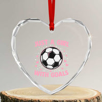 Just A Girl With Goals Heart Crystal Glass Ornament Soccer Player Girl