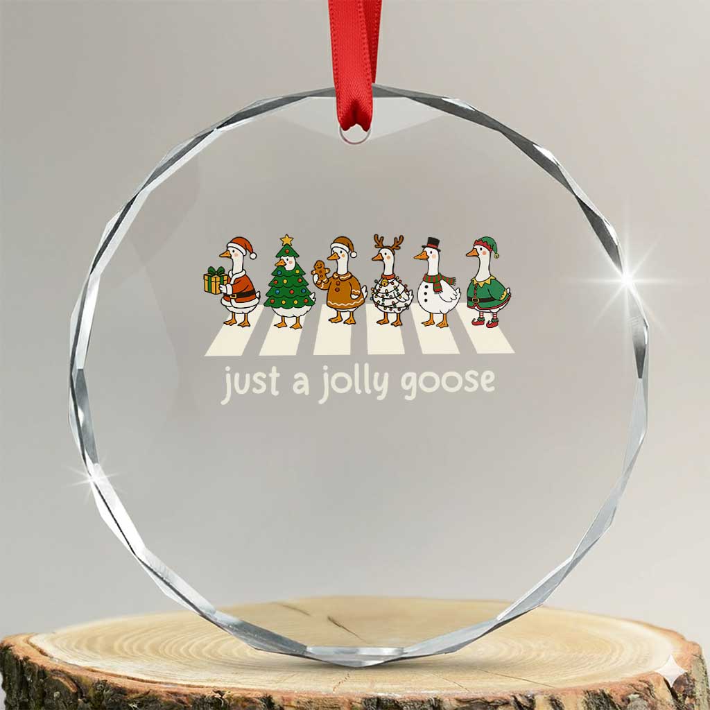 Just A Jolly Goose Crystal Glass Ornament Funny Christmas Duck Meme - Wonder Print Shop