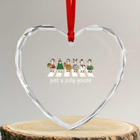 Just A Jolly Goose Heart Crystal Glass Ornament Funny Christmas Duck Meme - Wonder Print Shop