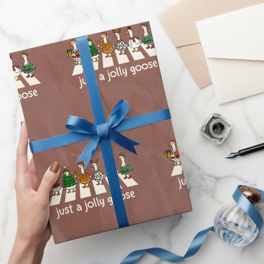 Just A Jolly Goose Wrapping Paper Roll Funny Christmas Duck Meme - Wonder Print Shop