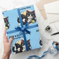 Just A Kitty Who Smashes Balls Wrapping Paper Roll Funny Tennis Cat Gift - Wonder Print Shop