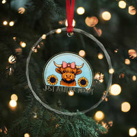Just A Little Moody Crystal Glass Ornament Funny Sarcasm Highland Cattle - Wonder Print Shop