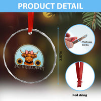 Just A Little Moody Crystal Glass Ornament Funny Sarcasm Highland Cattle - Wonder Print Shop