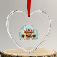 Just A Little Moody Heart Crystal Glass Ornament Funny Sarcasm Highland Cattle - Wonder Print Shop
