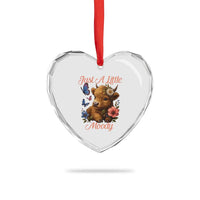 Just A Little Moody Heart Crystal Glass Ornament Funny Sarcasm Highland Cow - Wonder Print Shop
