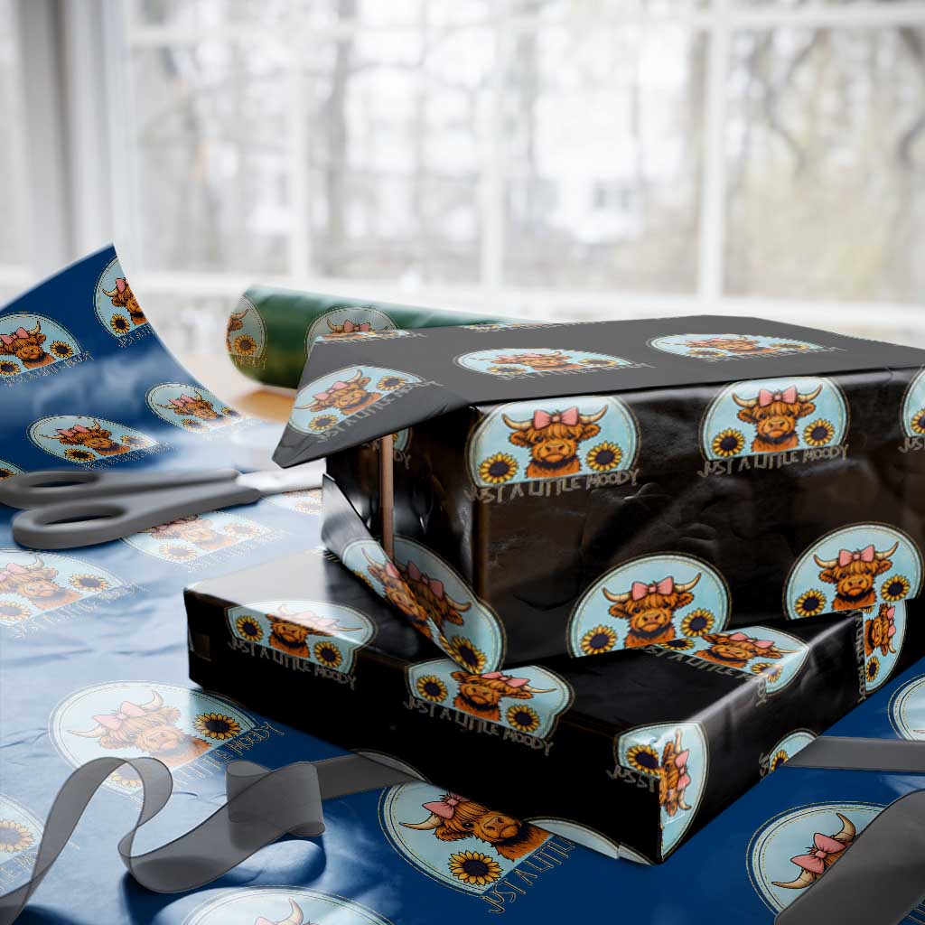 Just A Little Moody Wrapping Paper Roll Funny Sarcasm Highland Cattle - Wonder Print Shop