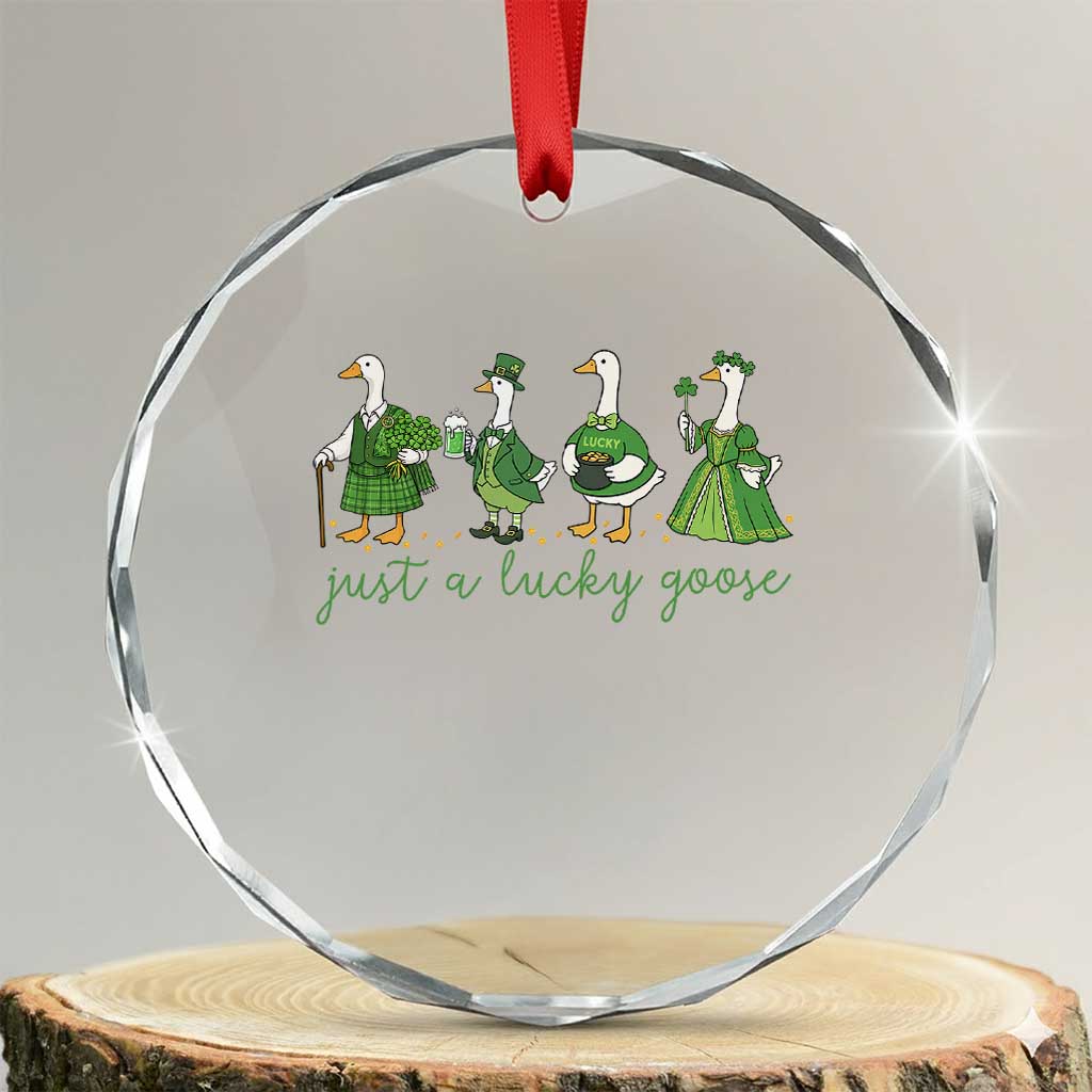 Just A Lucky Goose Crystal Glass Ornament Funny St Patricks Day Irish Gift