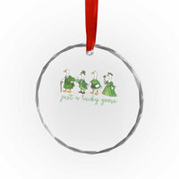 Just A Lucky Goose Crystal Glass Ornament Funny St Patricks Day Irish Gift