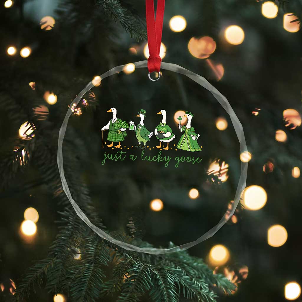 Just A Lucky Goose Crystal Glass Ornament Funny St Patricks Day Irish Gift