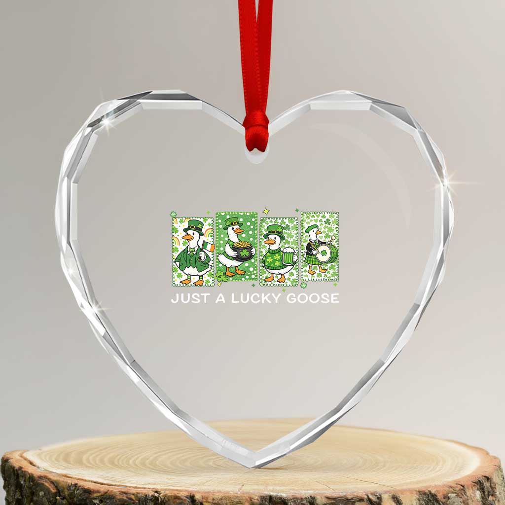 Just A Lucky Goose Heart Crystal Glass Ornament Funny Irish Crew St Patricks Day